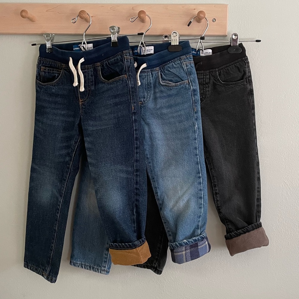 Lot of 3 fleece-lined jeans toddler 5T Old Navy